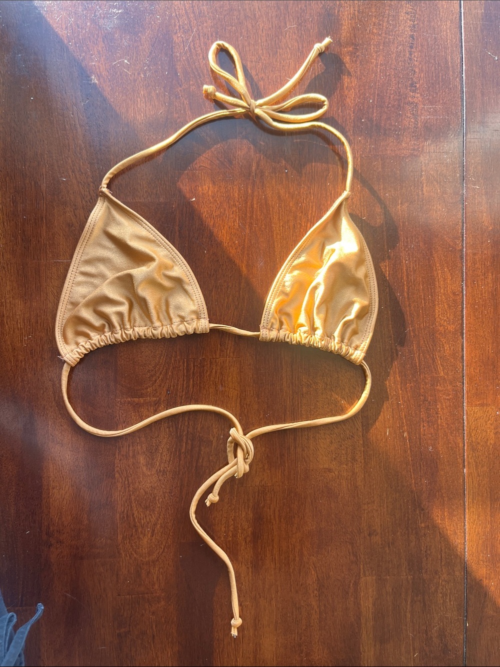 Los Angeles Apparel Metallic Gold Triangle Bikini Top